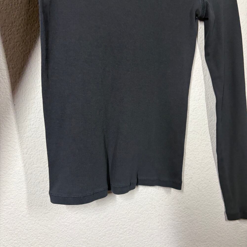 Everlane Size Small The Luxe Rib Long-Sleeve Tee Black Cotton Blend Stretch - Picture 5 of 9